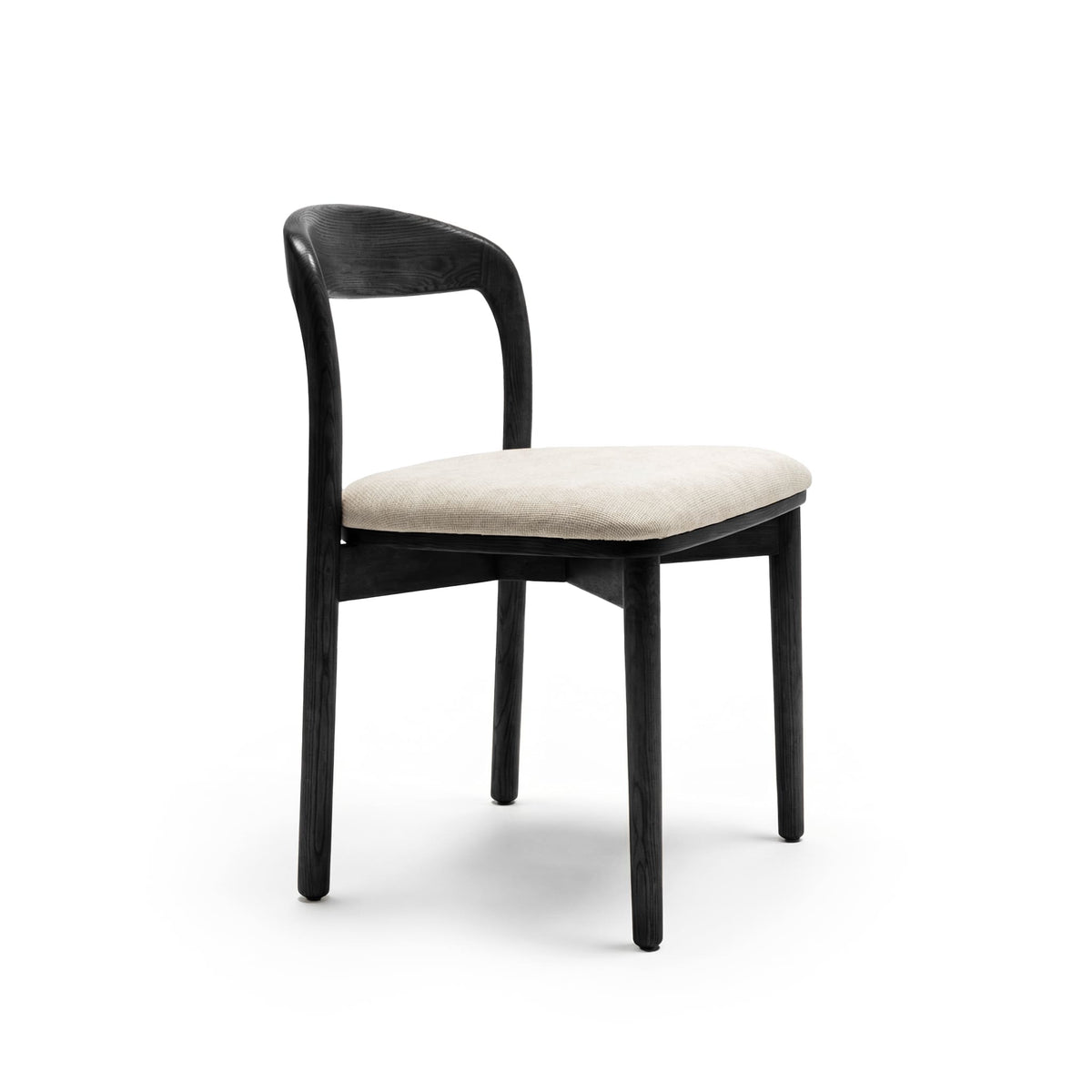 【LAS VEGAS MARKET EXHIBIT】Curved Back Dining Chair – 2 Color Options: Black Wood & Walnut Wood Upholstered Side Chair