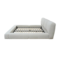 Vertical-Stripe Textured Upholstered Platform Bed with 4-Panel Headboard – Queen & King Size Options