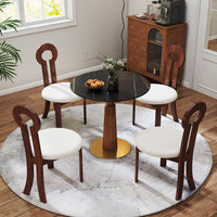 Solid Wood Conversation Table – Multi-Shape & Material Options + Column Base, Light Retro Leisure Table