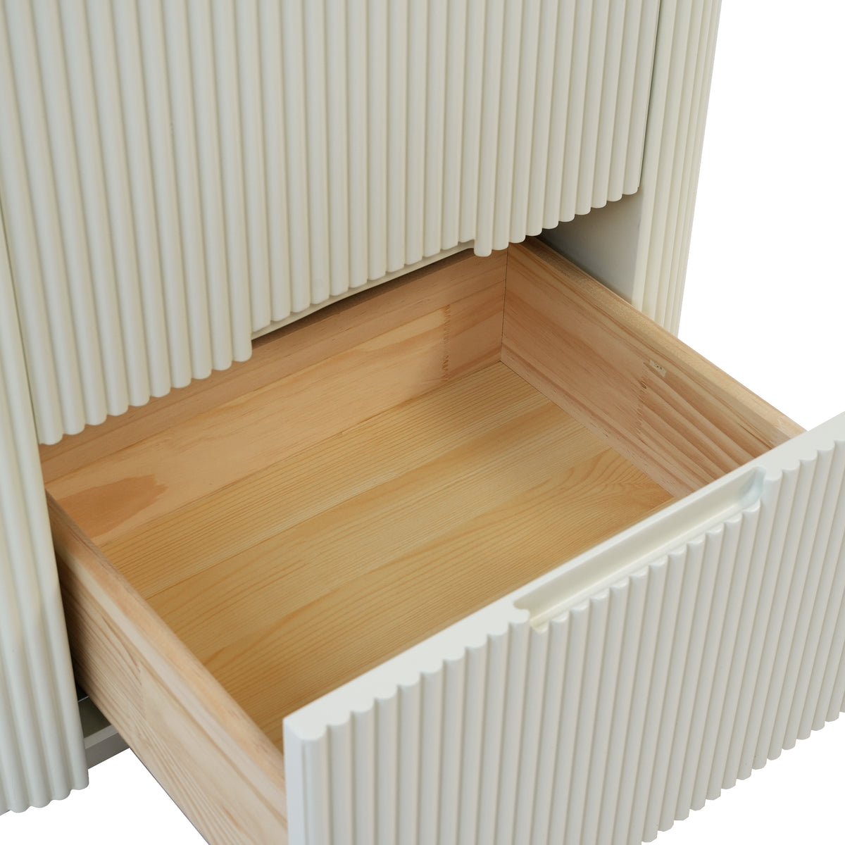 Fluted 2-Drawer Nightstand with Rounded Edges – Modern Minimalist Bedside Table