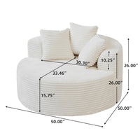 Round lazy sofa – Plush Upholstered Single Sofa with Pillows for Living Room
