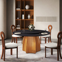 2 Sizes, 3 Tabletop Colors & 2 Leg Colors Round Dining Table – Optional Rotating Lazy Susan