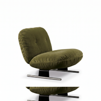 【LAS VEGAS MARKET EXHIBIT】Frosted Velvet Tufted Armless Lounge Accent Chair, Dual-Tube Metal Slide Base Low Profile Leisure Chair