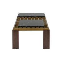Modern Coffee Table with Artificial Marble Tops, Stainless Steel Grid, and Iron Legs