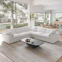 Sky Cloud Sectional Sofa | Washable Cover 120-Inch Linen Corner Sectionals 5-Seaters