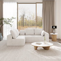 Modern Horizontal-Rib Fabric 4-Seater Sofa – 4-Color Options, Modular Upholstered Sofa for Living Room