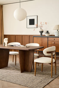 Modern Minimalist Dining Table with Tapered Walnut Base