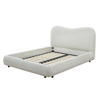 Wave-Shaped Upholstered Platform Bed – Queen & King Size Options