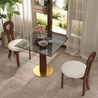 Light Luxury Conversation Table – Multi-Shape & Material Options + Column-Pattern Solid Wood Leg, Light Retro Leisure Table