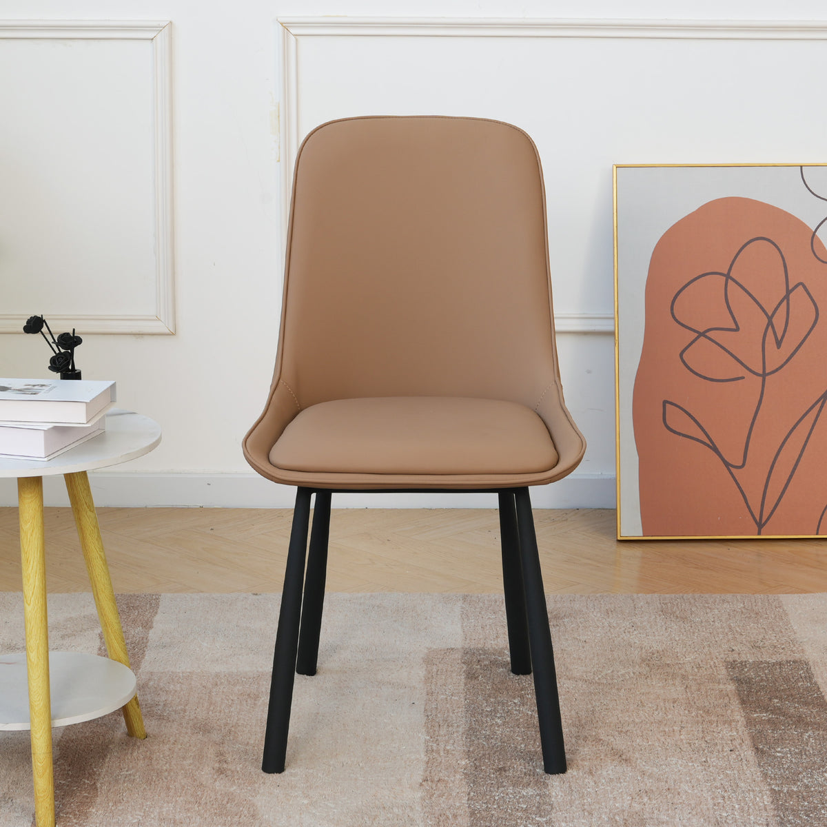 Modern Curved PU Leather Upholstered Dining Chair Set – 2 Color Options, 2-Pack Per Box