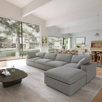 Sky Cloud Sectional Sofa | Modular Washable 160-Inch Linen L-Shaped Sectionals 5-Seaters