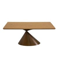 Rectangular Wood Dining Table, Conical Metal Pedestal Dining Table