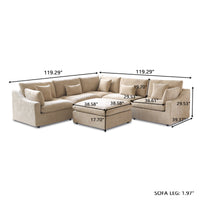 Modular Sofa – Multi-Color Chenille Fabric with Ottoman, Configurable Sectional for Living Room