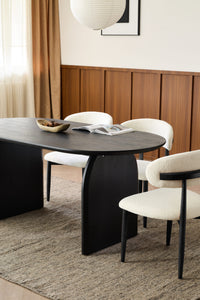 Curved Leg Oval Dining Table – 2 Color Options & 3 Sizes (Natural Wood/Black)