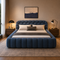 Modern Bubble Upholstered Platform Bed – 5 Color Options, Fits King Size Mattress (76″ × 80″)
