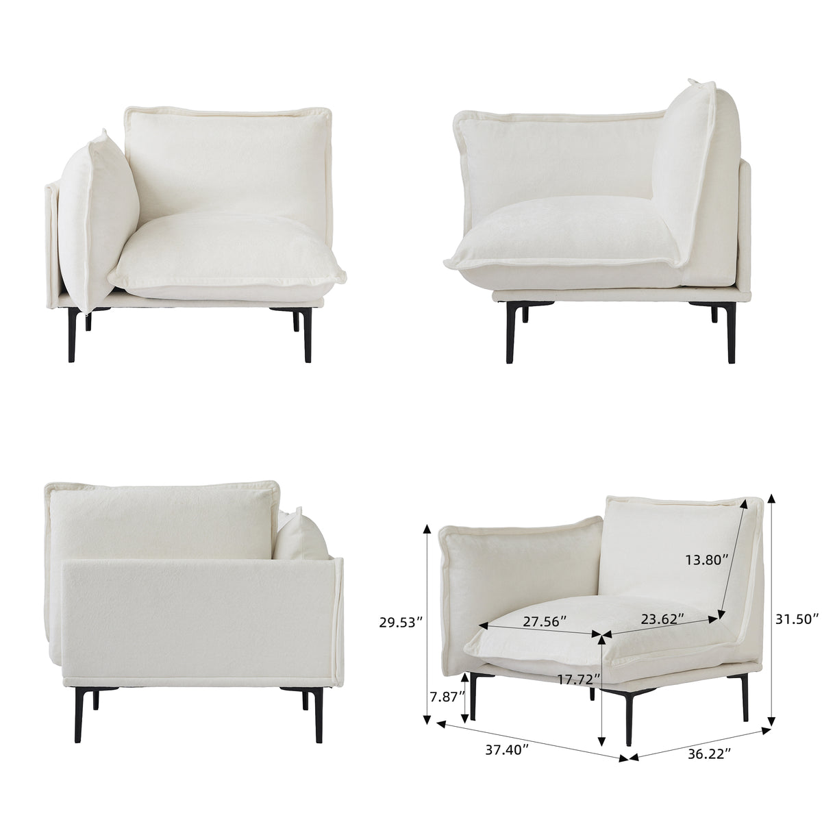 Minimalist L-Shaped Modular Sofa with Ottoman – 20cm High Legs, Light Luxury Living Room Sectional