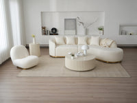 Contemporary Curved Couch in Sherpa Cover