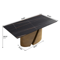 2 Sizes & 3 Colors Rectangular Dining Table – Artistic Gold Pedestal Base