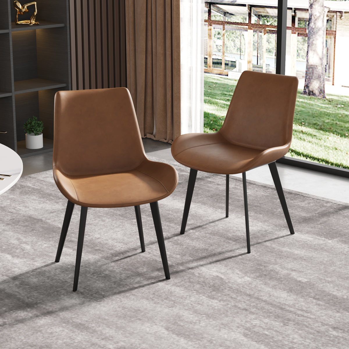 Modern Simple Luxury High-end Tea Restaurant Table Chair Italian Minimalist Leather Chair Nordic Backrest Chair