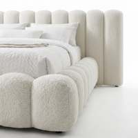 【LAS VEGAS MARKET EXHIBIT】Boucle Bubble Upholstered Platform Bed with Channel Headboard