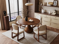 Round Wood Dining Table, Tulip Pedestal Dining Table with Starburst Veneer Tabletop