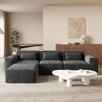 Compressible Modular Sectional Sofa – Cloud Velvet Fabric + Flexible Assembly, Minimalist Relaxed Vibe Living Room Sofa