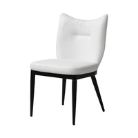 Vegan Leather Upholstered Dining Chairs, Black Carbon Steel Frame, 2/4 Pack Per Box Modern Arched Back Dining Side Chairs