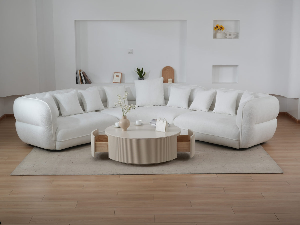 Minimalist Ribbed Round Coffee Table