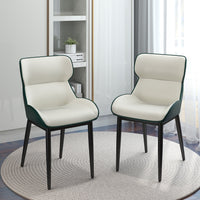 Modern Contrast Color Leather Dining Chair Set of 2- Ergonomic Comfort Backrest with Sturdy Metal Legs for Dining Room & Kitchen
