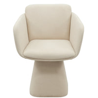 Rotatable Upholstered Dining Chair – Beige, Modern Accent Chair with Flared Pedestal Base