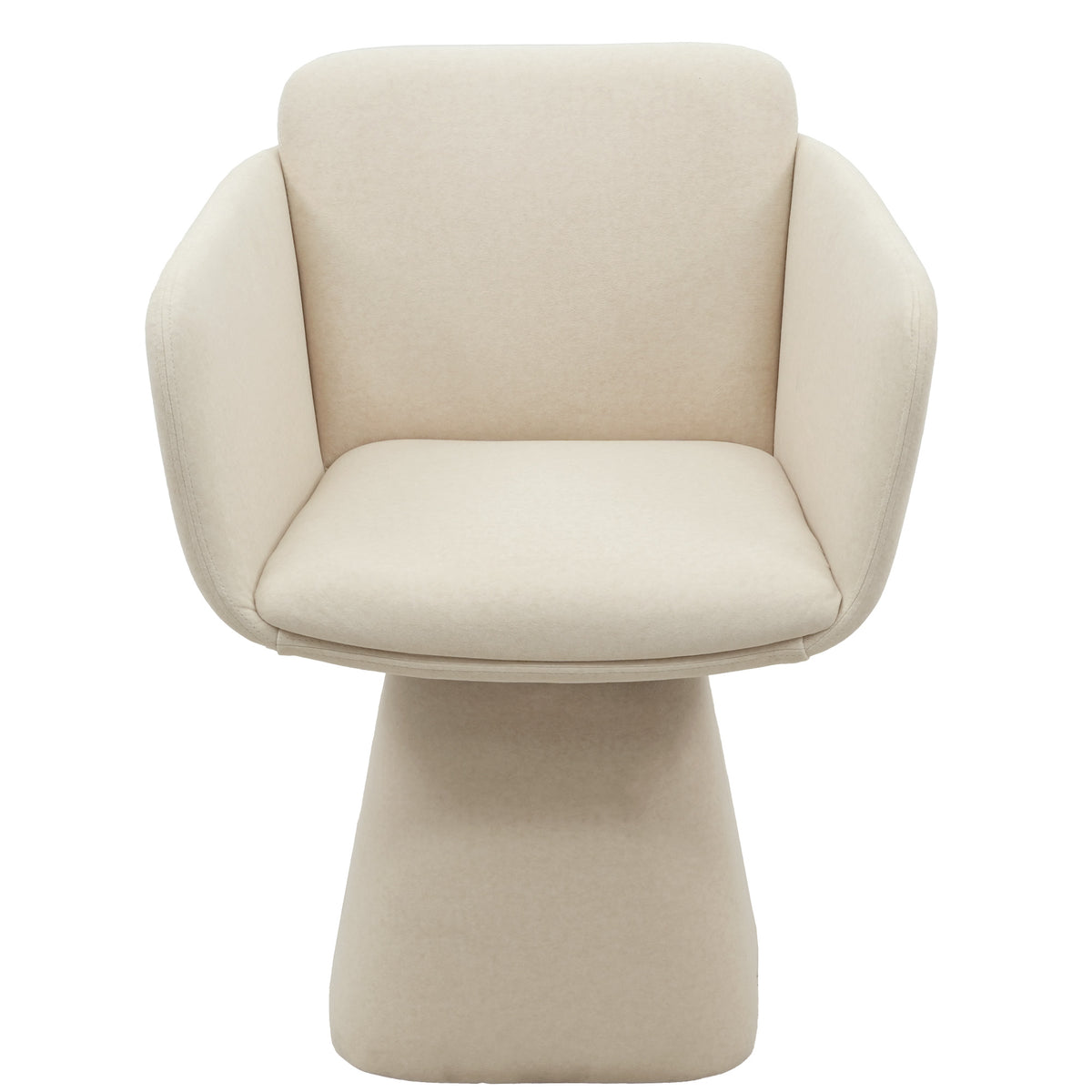 Rotatable Upholstered Dining Chair – Beige, Modern Accent Chair with Flared Pedestal Base