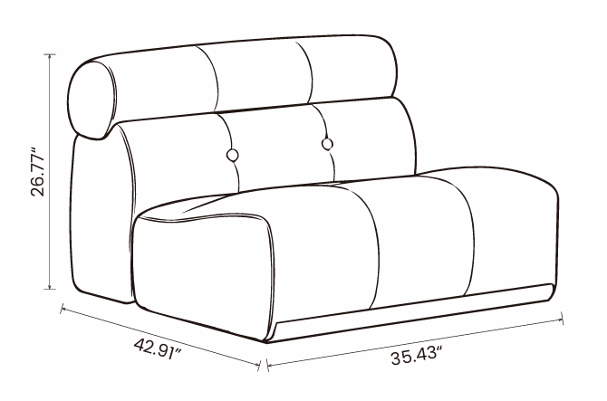 【LAS VEGAS MARKET EXHIBIT】Frosted Velvet Modular Armless Chaise Lounge Sofa, Single Block Accent Sleeper Sofa for Living Room