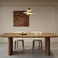 Modern Solid Ash Wood 70.87 Inches Dining Table for 6-8 People with Wood Legs