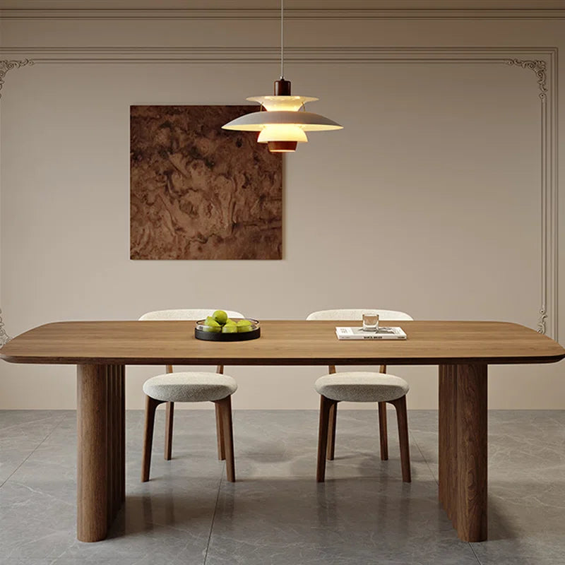 Modern Solid Ash Wood 70.87 Inches Dining Table for 6-8 People with Wood Legs