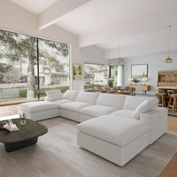 Sky Cloud Sectional Sofa | Pet-Friendly Cover 160-Inch Linen U-Shaped Sectionals 6-Seaters