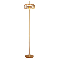 Modern Gold Floor Lamp with Amber Glass Shade – Standing Lamp for Living Room & Bedroom