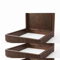 【LAS VEGAS MARKET EXHIBIT】Fluted Walnut Platform Bed with Tall Headboard