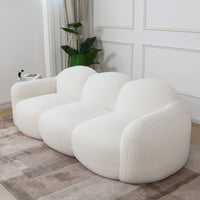 Double Armrest Cloud Sofa, Compressed Pure Sponge Teddy Velvet Couch, 4 Color Options Plush Upholstered Sofa for Living Room