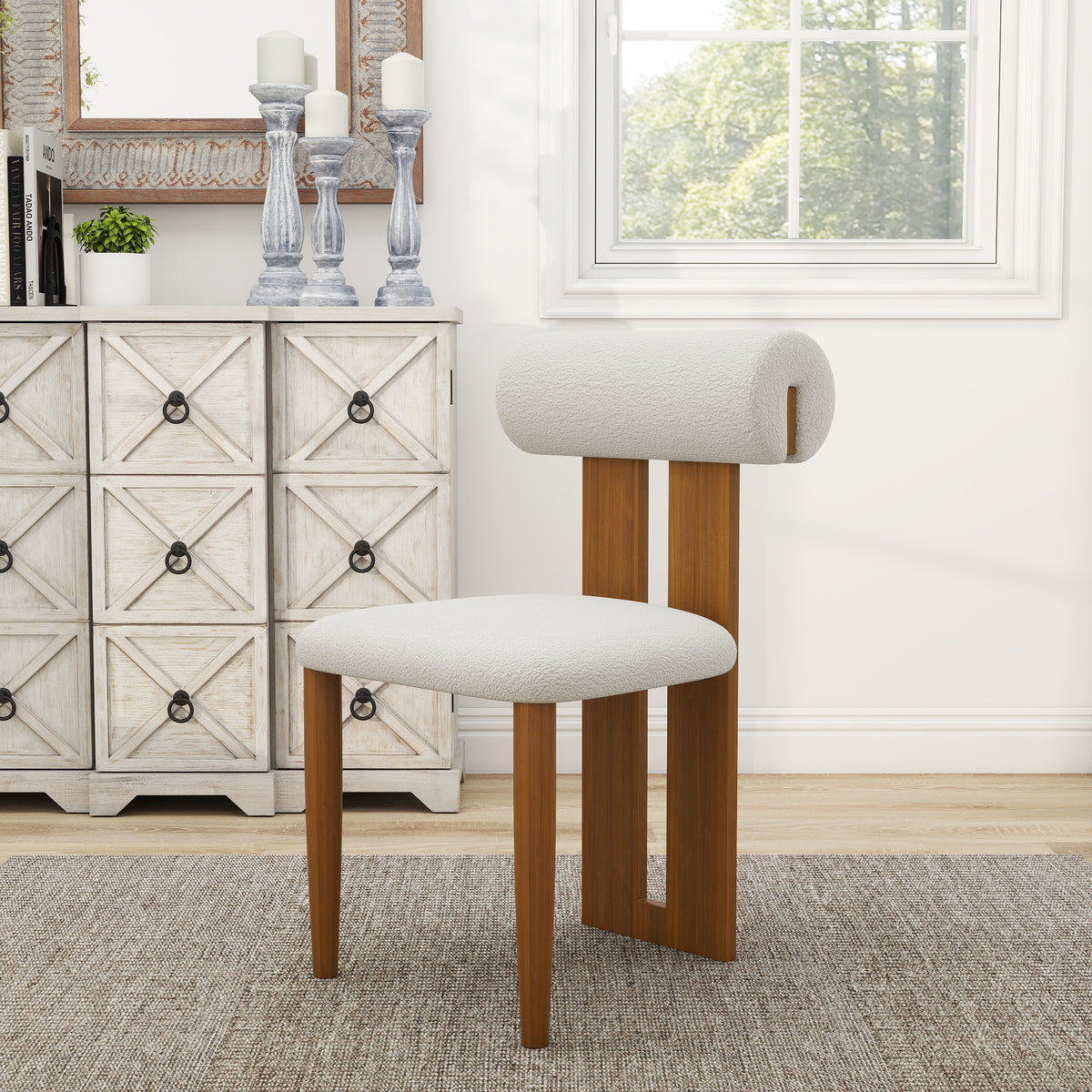 Modern Light Luxury Teddy Fabric Dining Chair Set of 2