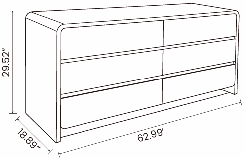 【LAS VEGAS MARKET EXHIBIT】Solid Oak 6-Drawer Wide Dresser, Full Rounded Edge Minimalist Wood Chest of Drawers for Bedroom Storage
