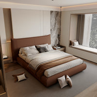 Modern Queen And King Size Leather Bed with Wood Frame