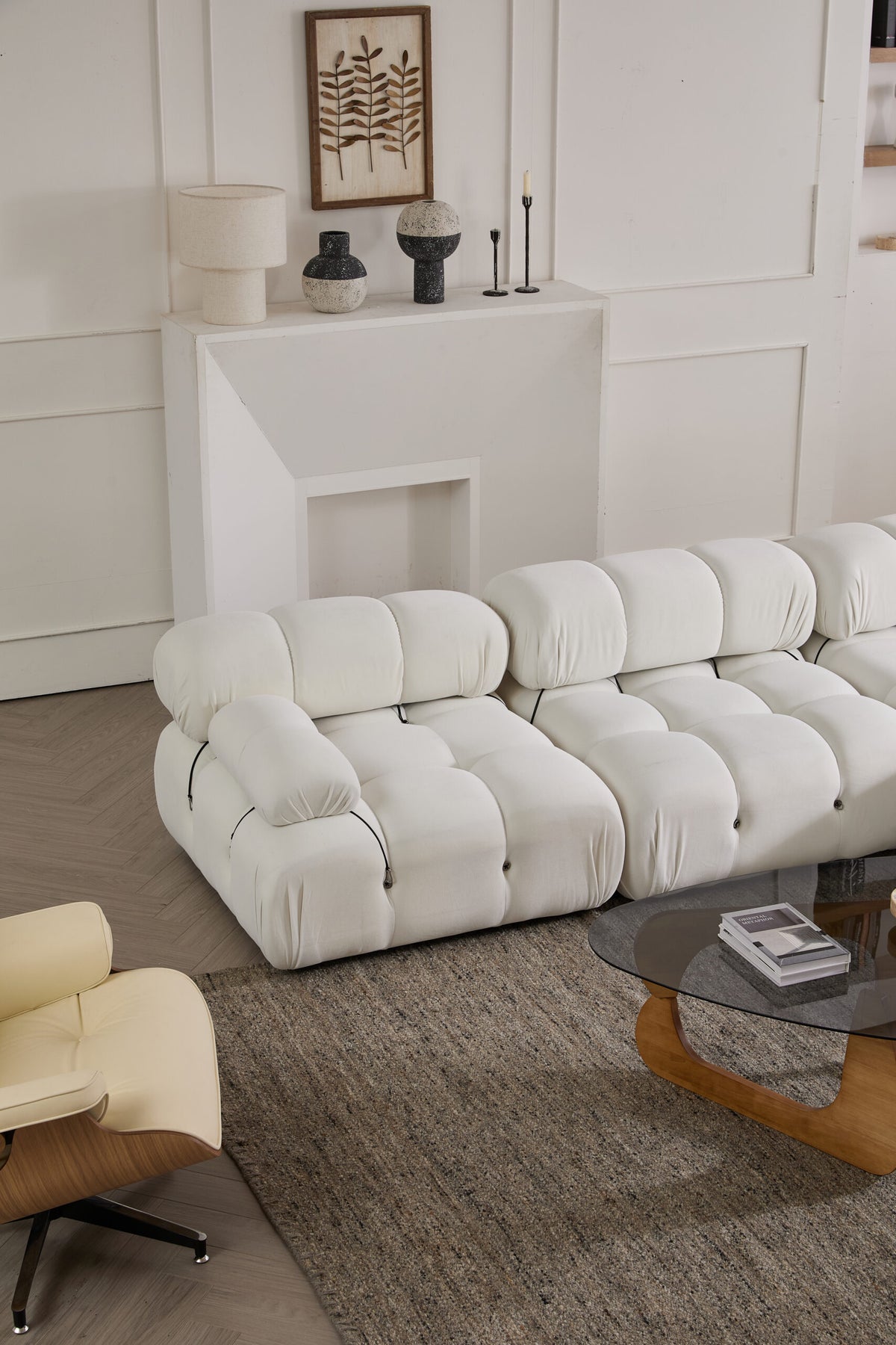 Modern Biscuit Sectional Sofa 3-Seater with Chaise