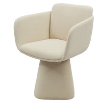 Rotatable Upholstered Dining Chair – Beige, Modern Accent Chair with Flared Pedestal Base