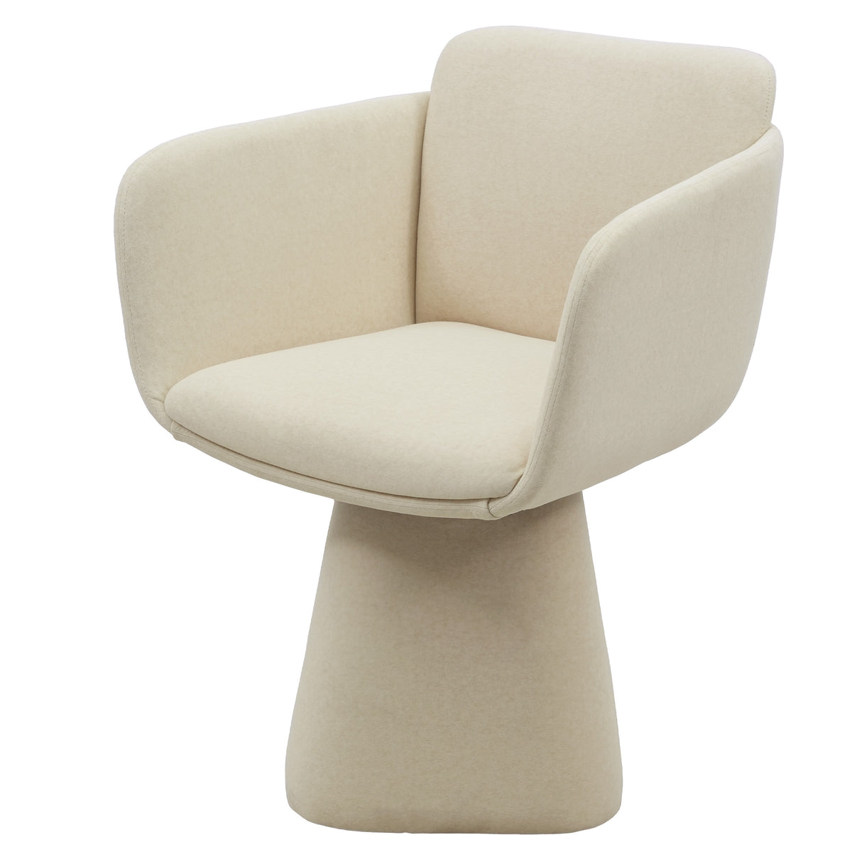 Rotatable Upholstered Dining Chair – Beige, Modern Accent Chair with Flared Pedestal Base