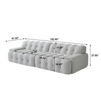 Extended Plump Modular Sofa – 3D Textured Knit Fabric + Button Quilting, Light Luxury Lazy Vibe Living Room Sofa