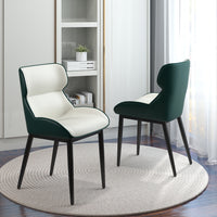 Modern Contrast Color Leather Dining Chair Set of 2- Ergonomic Comfort Backrest with Sturdy Metal Legs for Dining Room & Kitchen