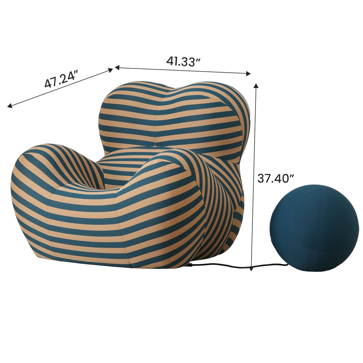 Unique Modern Stripe Accent Chair Sofa with Ottoman