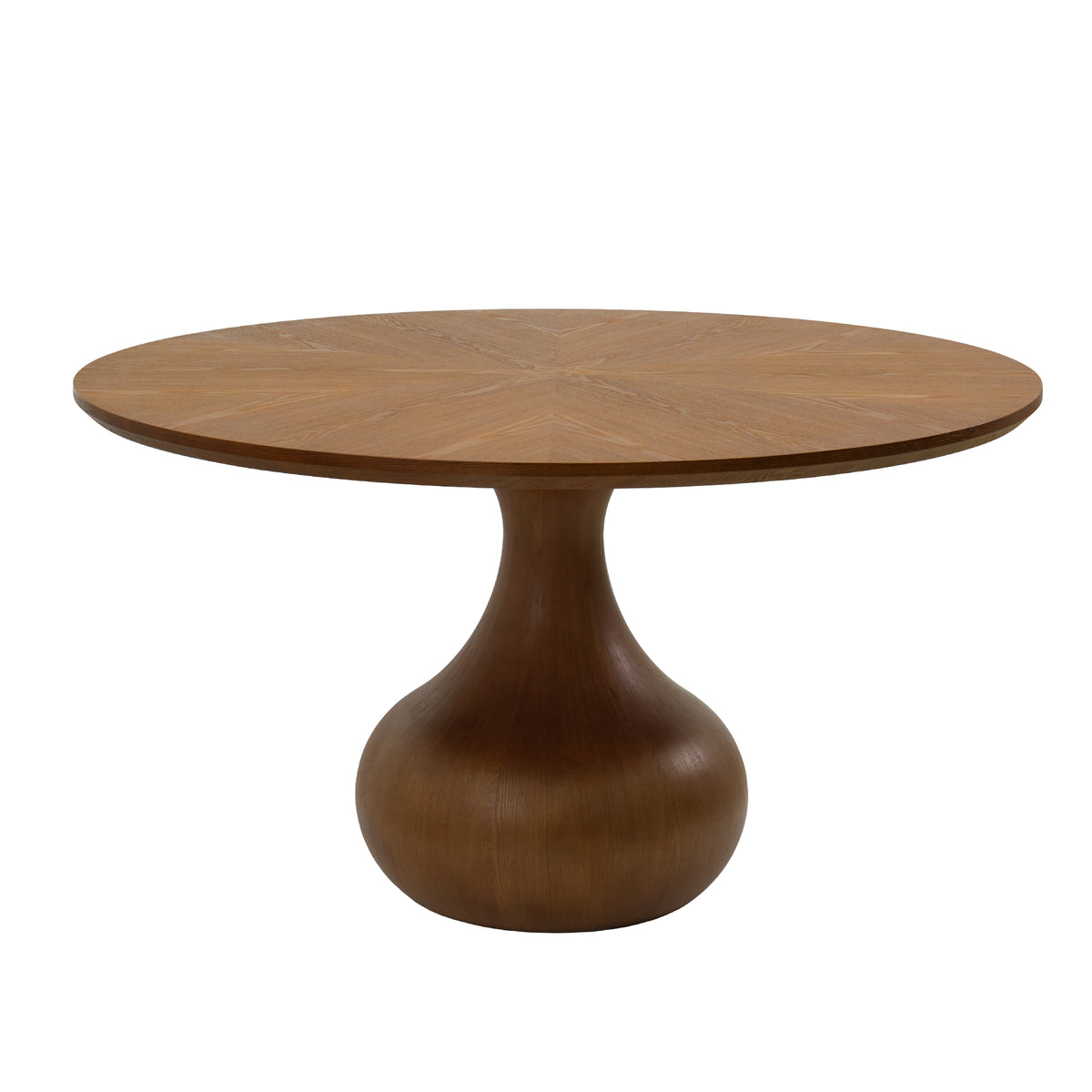 Round Wood Dining Table, Tulip Pedestal Dining Table with Starburst Veneer Tabletop