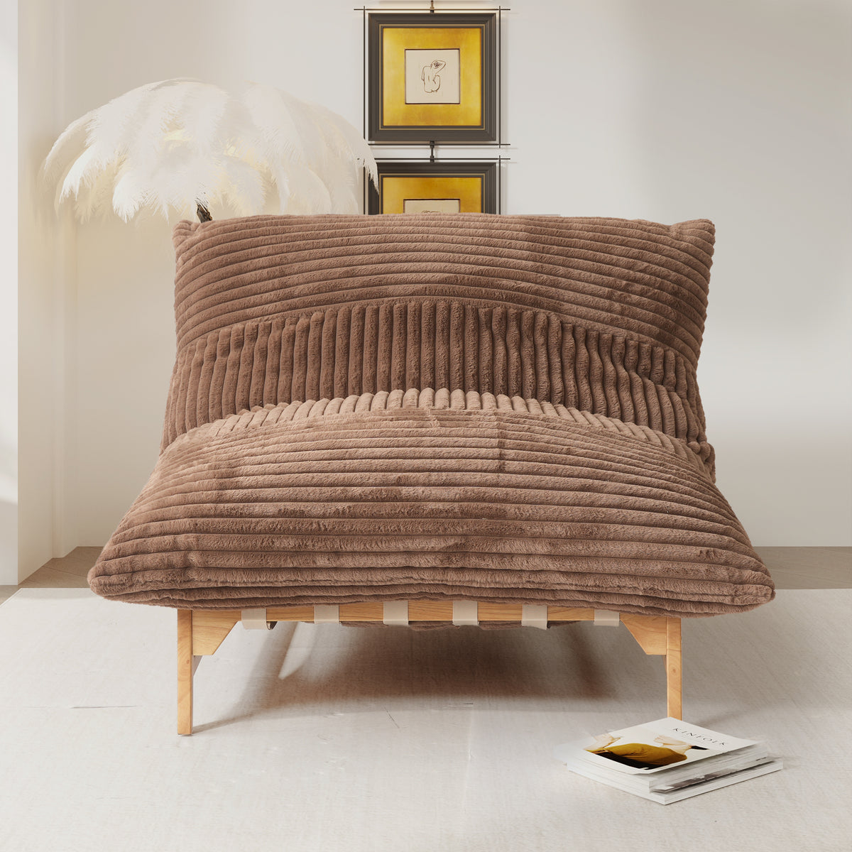 Leisure Lounge Chair – Corduroy Fabric, Solid Wood Frame for Living Room Corner/Bedroom Rest Area
