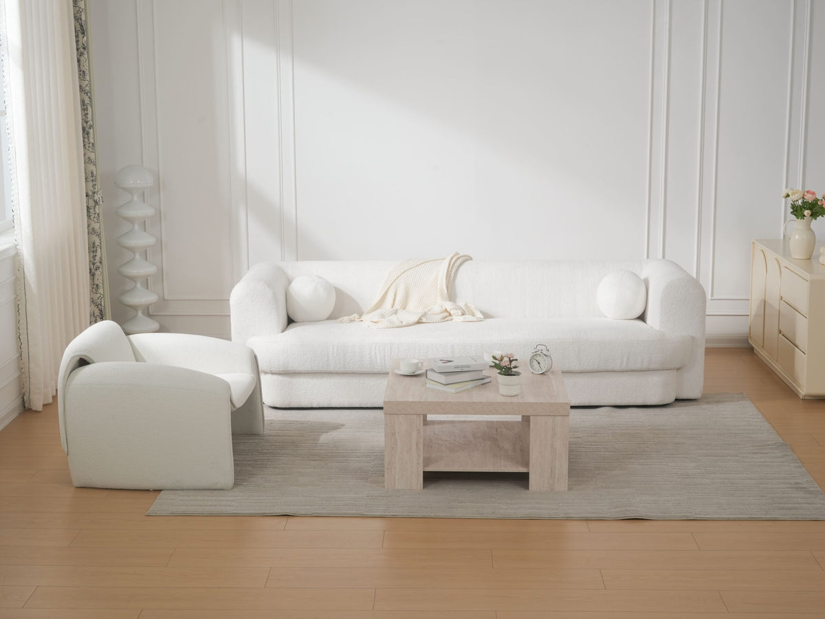 Travertine Block Leg Square Coffee Table